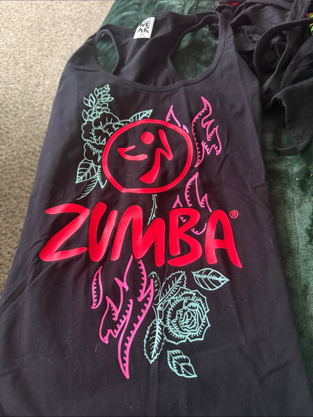 Zumba Women’s Black Graphic Tank Top - Neon Pink & Mint